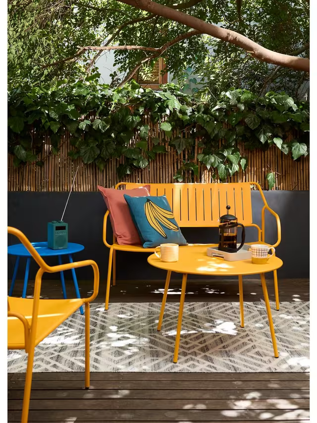 John Lewis Metal Garden Lounge Chair, Melon Yellow x 3 set of 3  Chairs