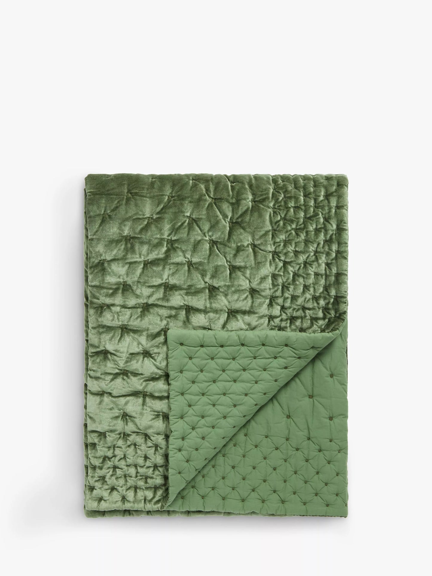 John Lewis Boutique Hotel Velvet Stitch Quilted Bedspread, Green, L260 x W250cm