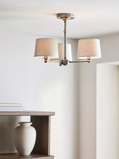John Lewis Isabel Semi Flush Ceiling Light, Pewter