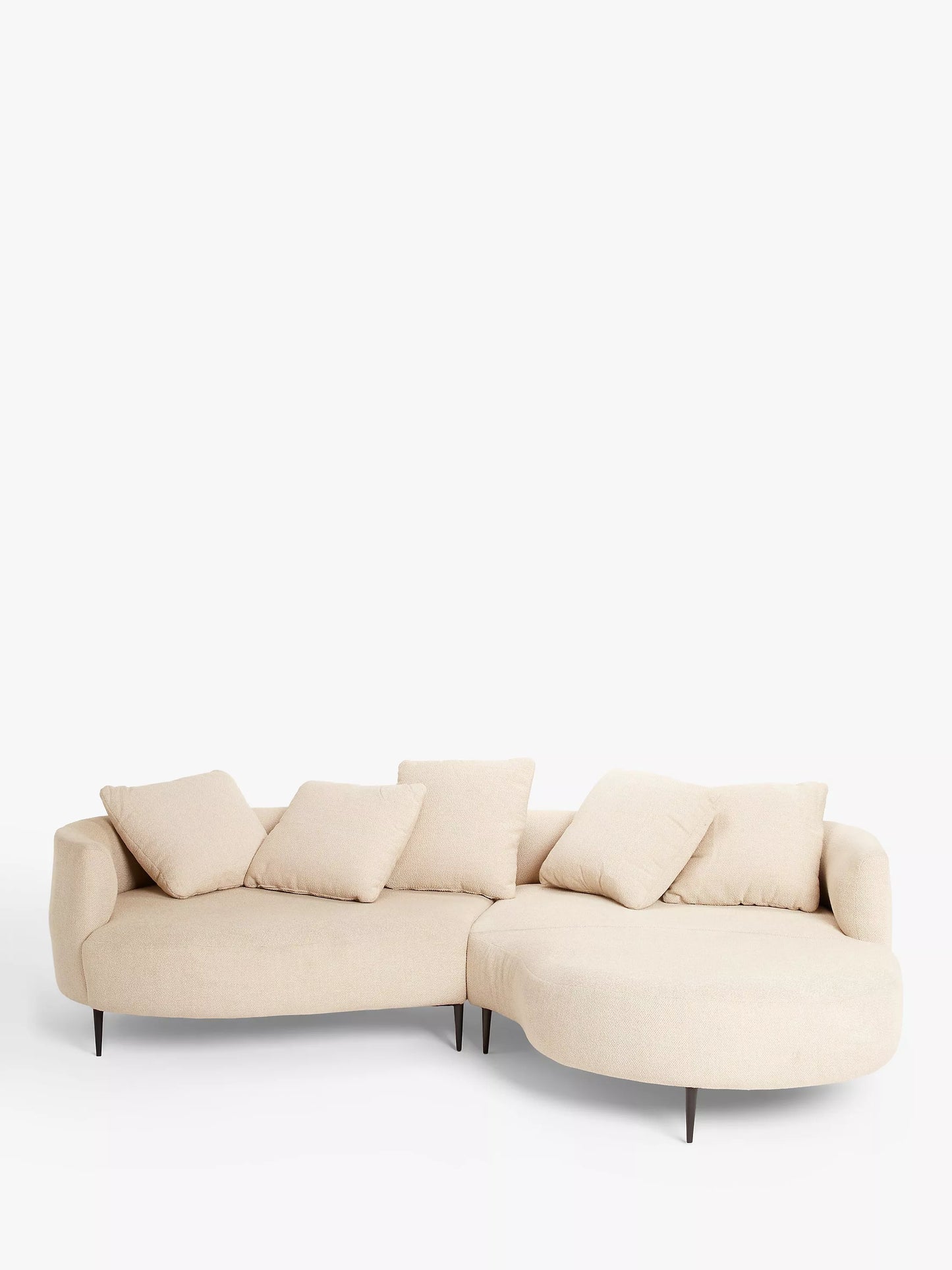 John Lewis Lozenge Grand 5 Seater LHF Chaise End Sofa, Metal Leg, Twisted Boucle Putty