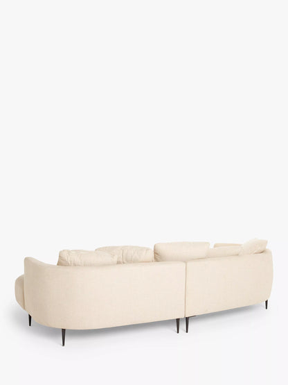 John Lewis Lozenge Grand 5 Seater LHF Chaise End Sofa, Metal Leg, Twisted Boucle Putty