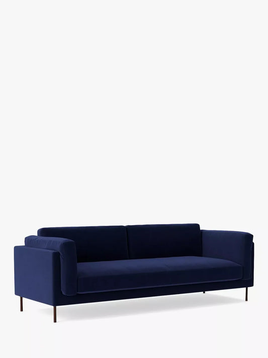John Lewis Swoon Munich Large 3 Seater Sofa, Dark Leg, Ink Velvet