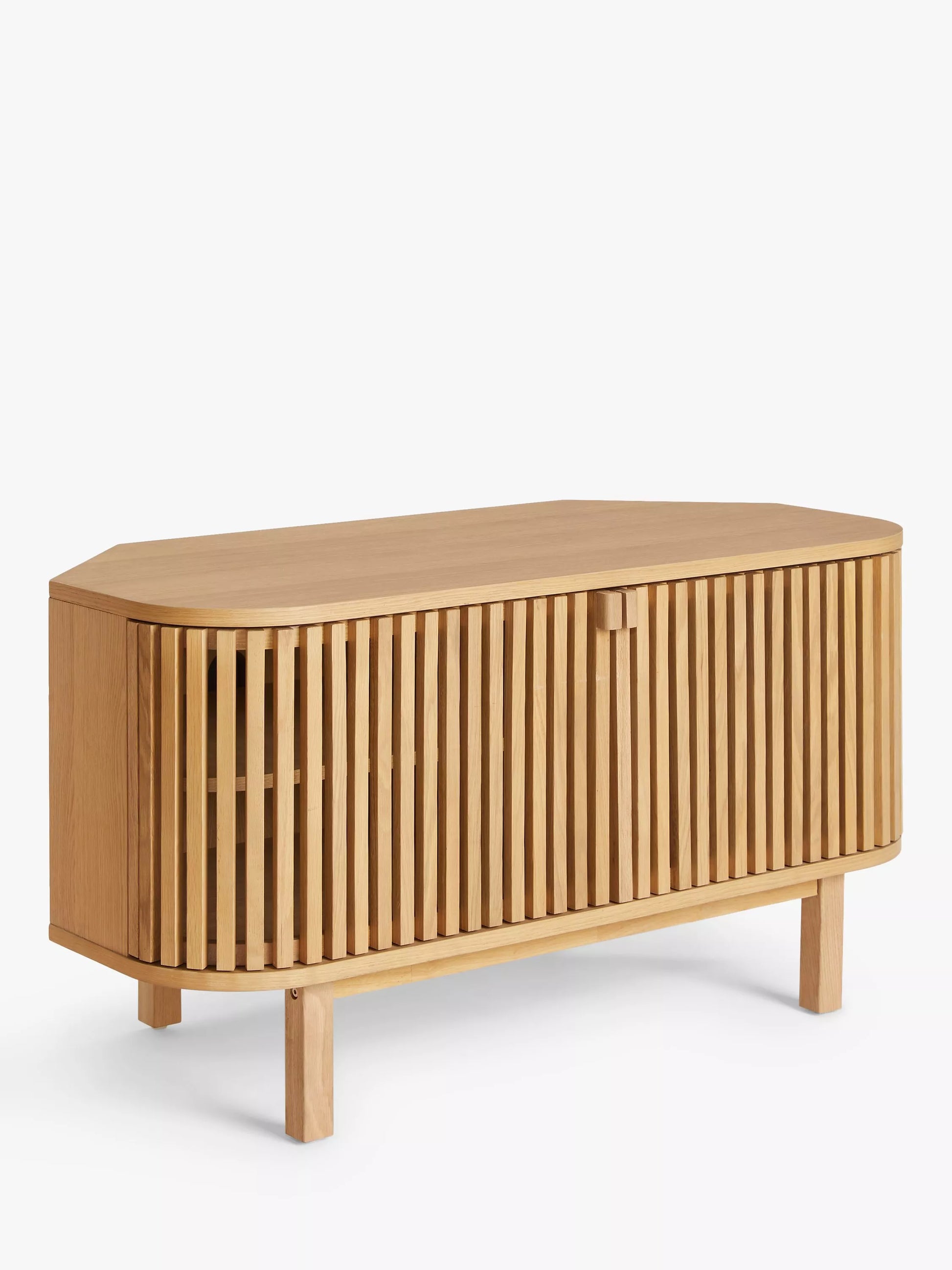 SLATTED Small TV Stand