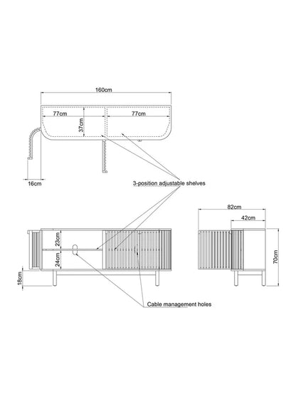John Lewis Slatted TV Stand Sideboard for TVs up to 60", Oak