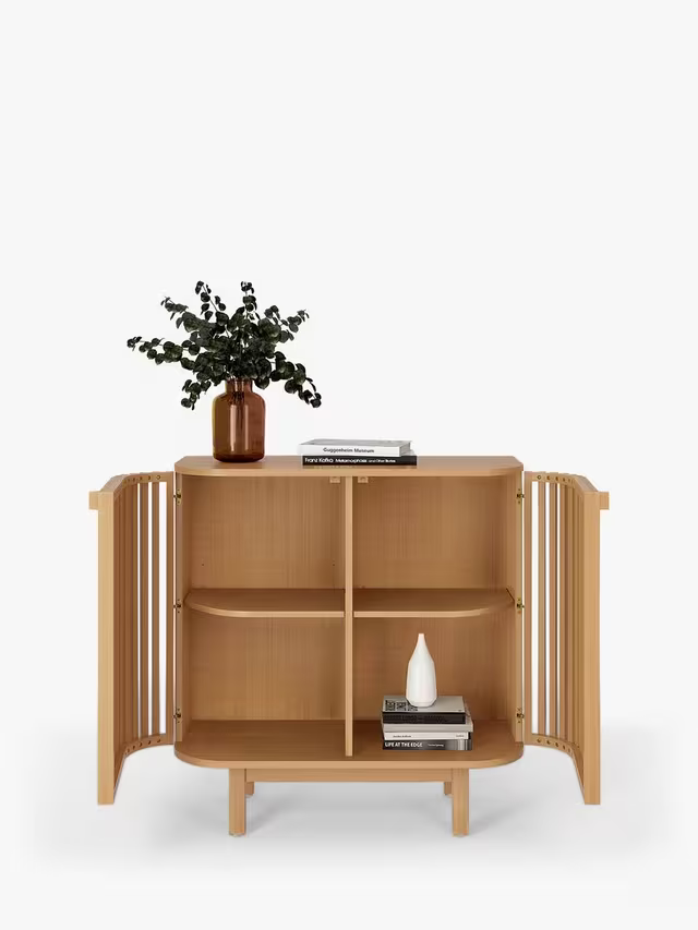 John Lewis Slatted 2 Door Cabinet, Natural