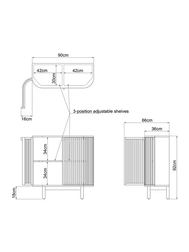 John Lewis Slatted 2 Door Cabinet, Natural