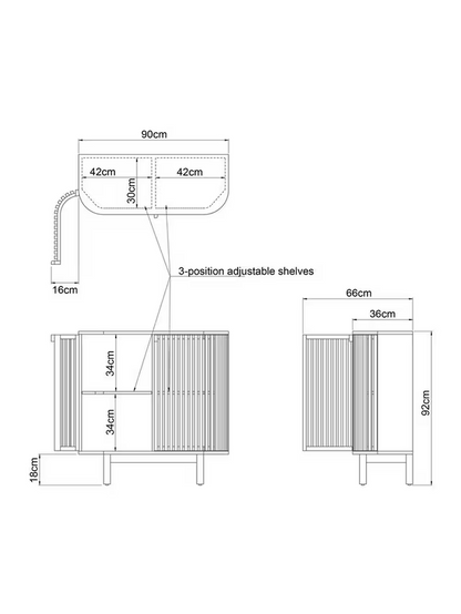 John Lewis Slatted 2 Door Cabinet, Natural