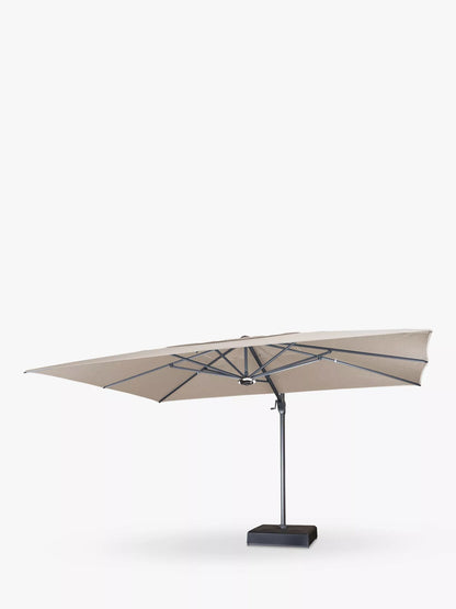 KETTLER Freestanding Parasol & Base with LED Lights & Wireless Speakers, 4 x 3m, Grey/Stone