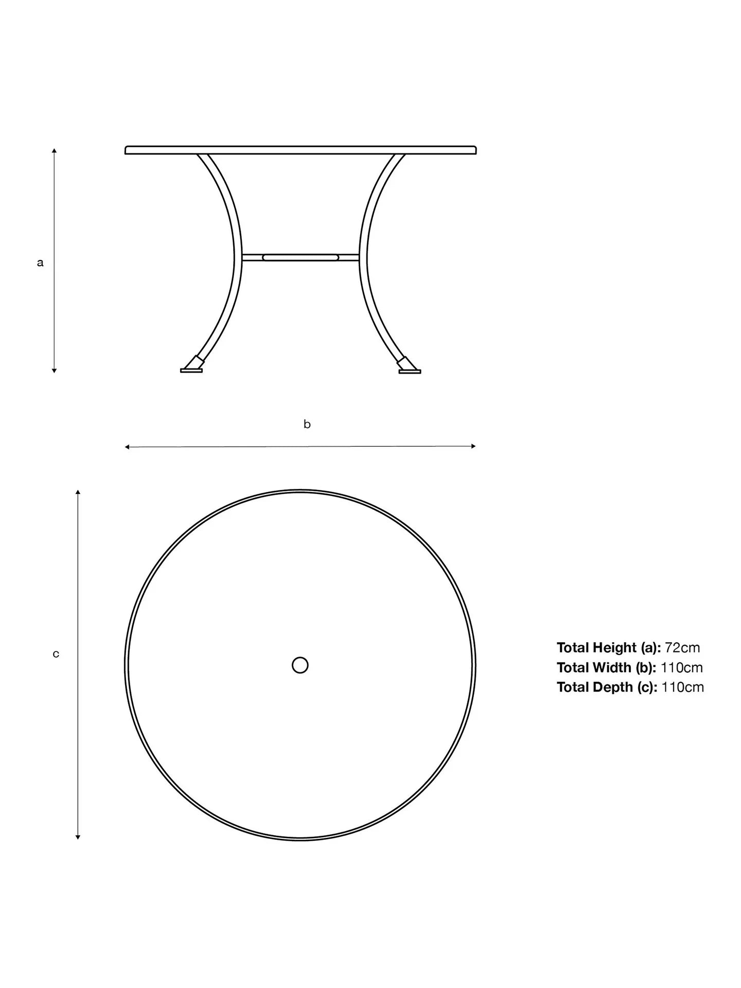 KETTLER John Lewis Henley by KETTLER 4-Seater Round Garden Dining Table, 110cm, Iron Grey