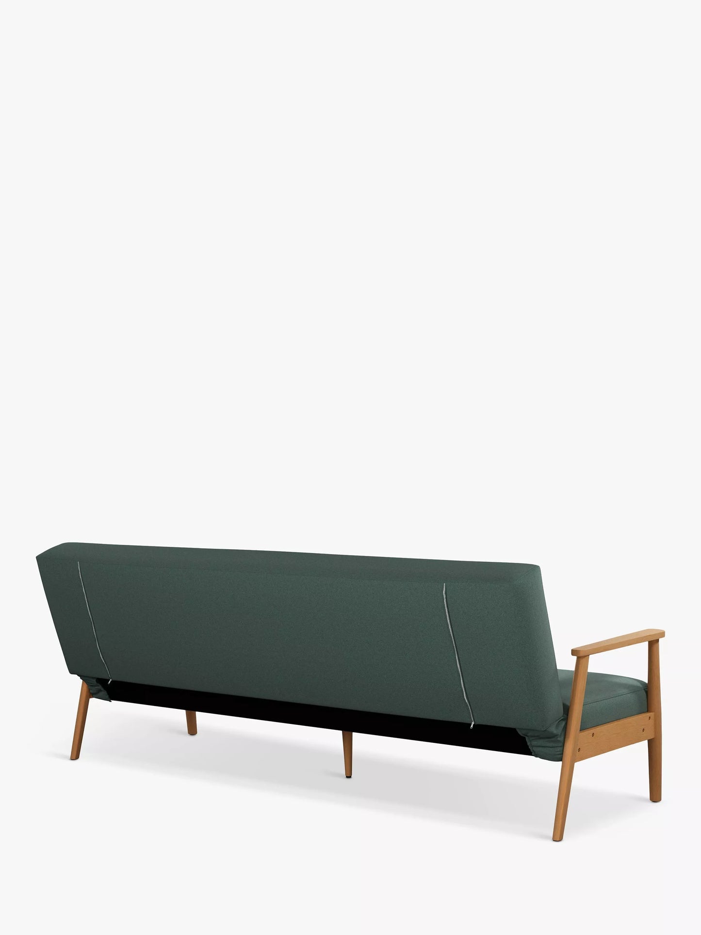 John Lewis Show Wood Bench Large 3 Seater Sofa Bed, Light Leg, Verde Green