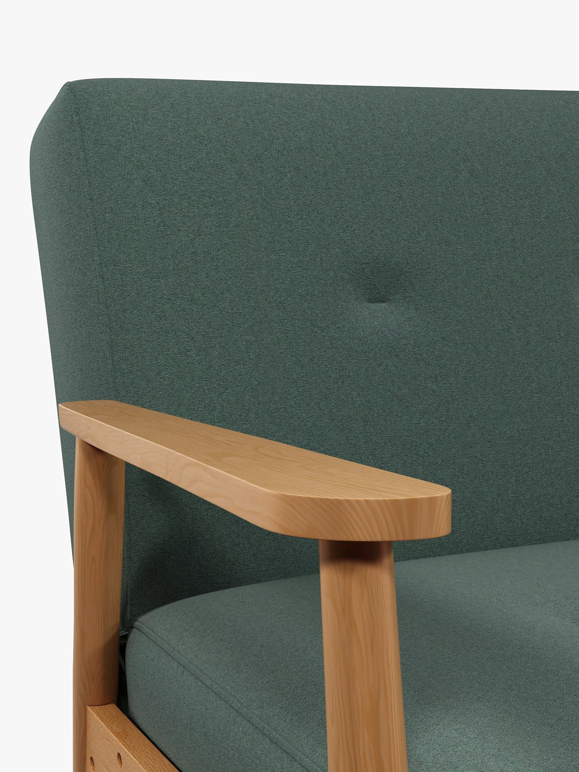 John Lewis Show Wood Bench Large 3 Seater Sofa Bed, Light Leg, Verde Green