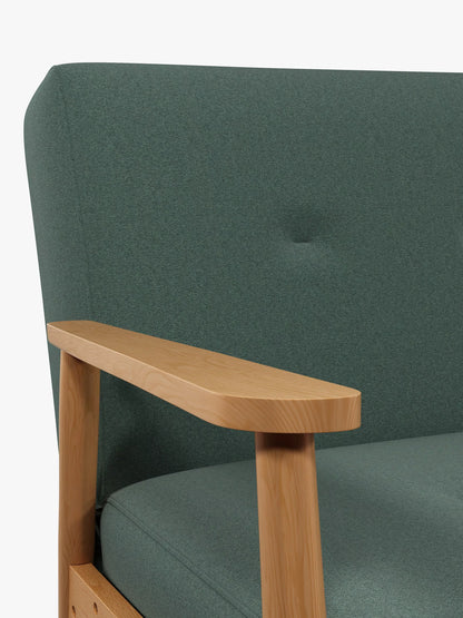 John Lewis Show Wood Bench Large 3 Seater Sofa Bed, Light Leg, Verde Green