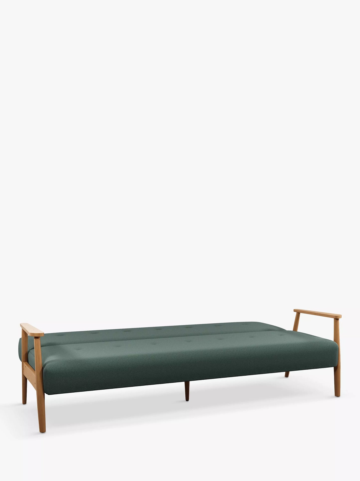 John Lewis Show Wood Bench Large 3 Seater Sofa Bed, Light Leg, Verde Green