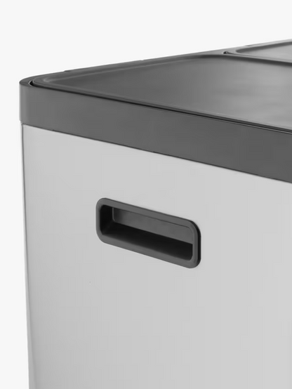 John Lewis 3 Section Recycling Pedal Bin, 60L, Brushed Steel