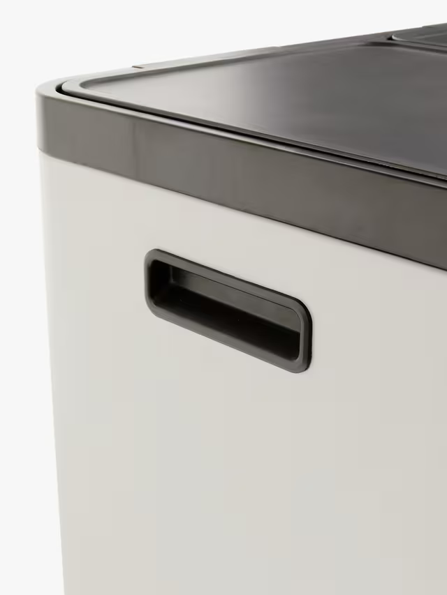John Lewis 2 Section Recycling Bin with Handles, 60L, Grey