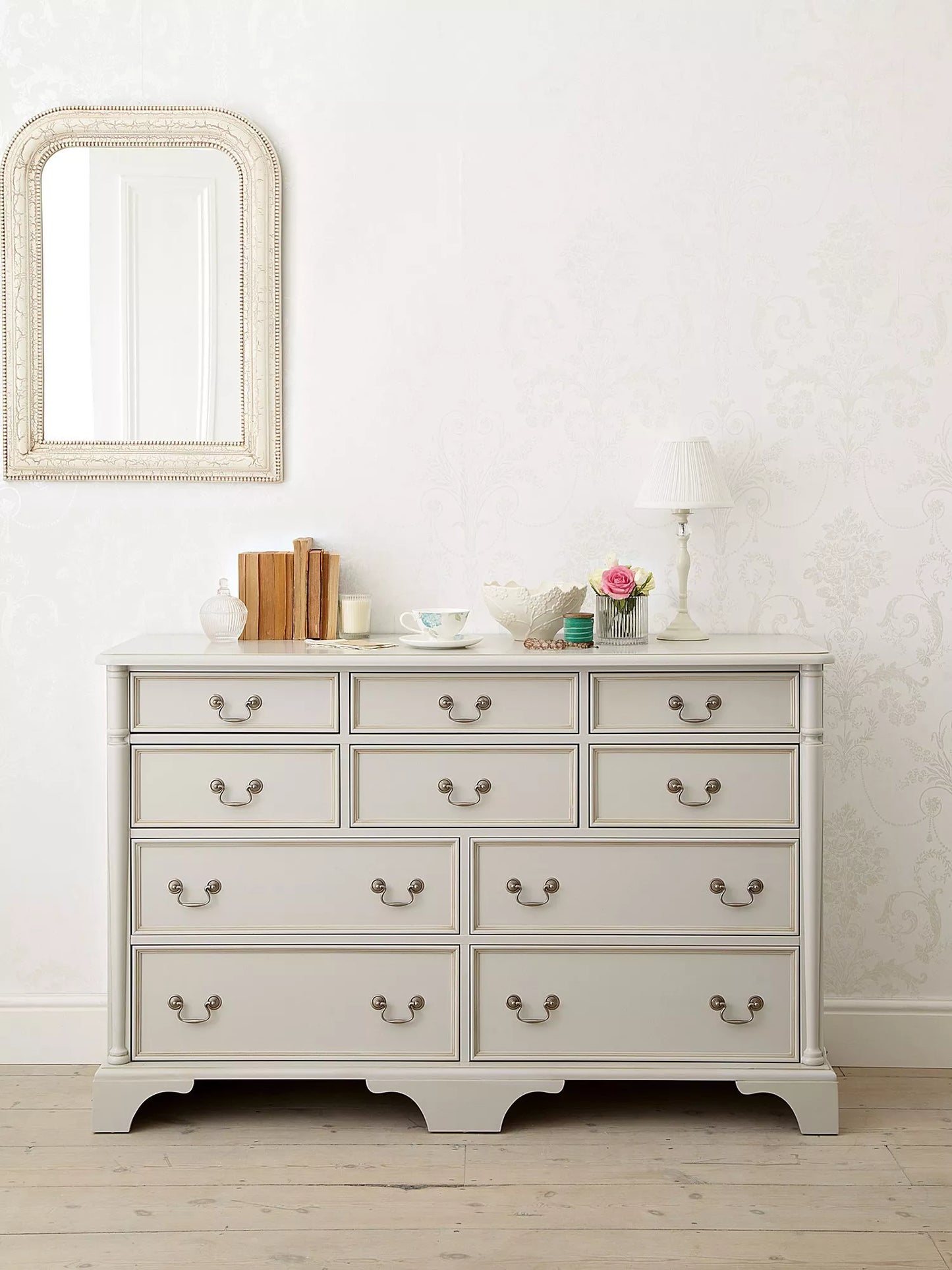 Laura Ashley Clifton 10 Drawer Chest, Grey Bedroom Storage