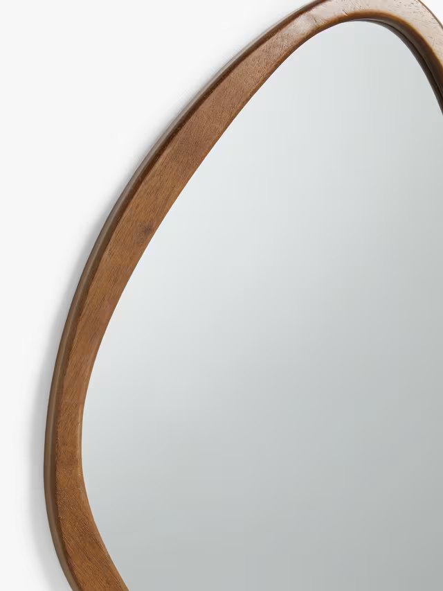 John Lewis Mid Century Oval Wood Wall Mirror, 71 x 47cm, Walnut