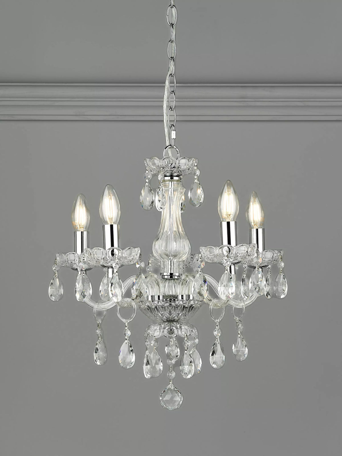 Laura Ashley Harriet Crystal 5 Arm Chandelier Ceiling Light, Clear