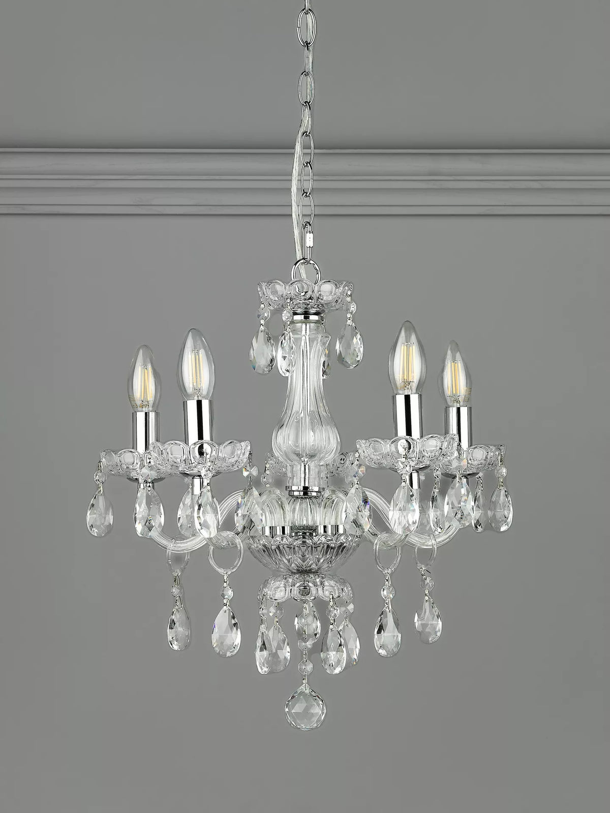 Laura Ashley Harriet Crystal 5 Arm Chandelier Ceiling Light, Clear
