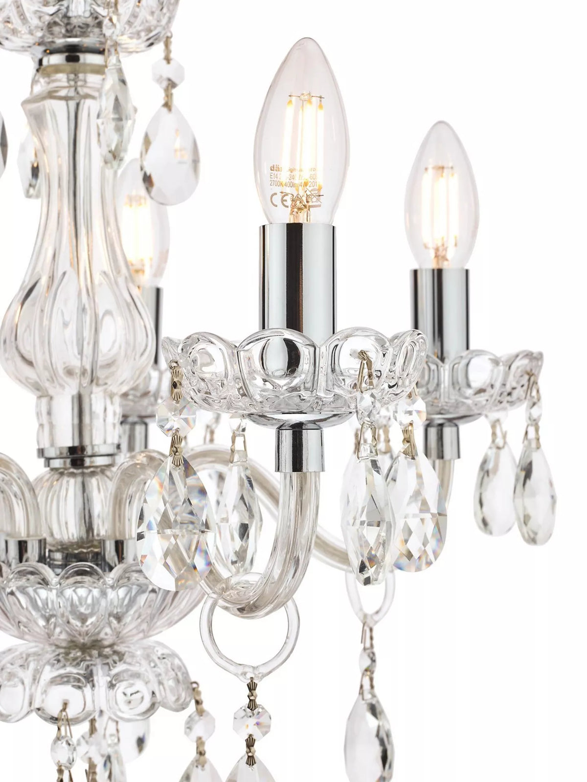 Laura Ashley Harriet Crystal 5 Arm Chandelier Ceiling Light, Clear