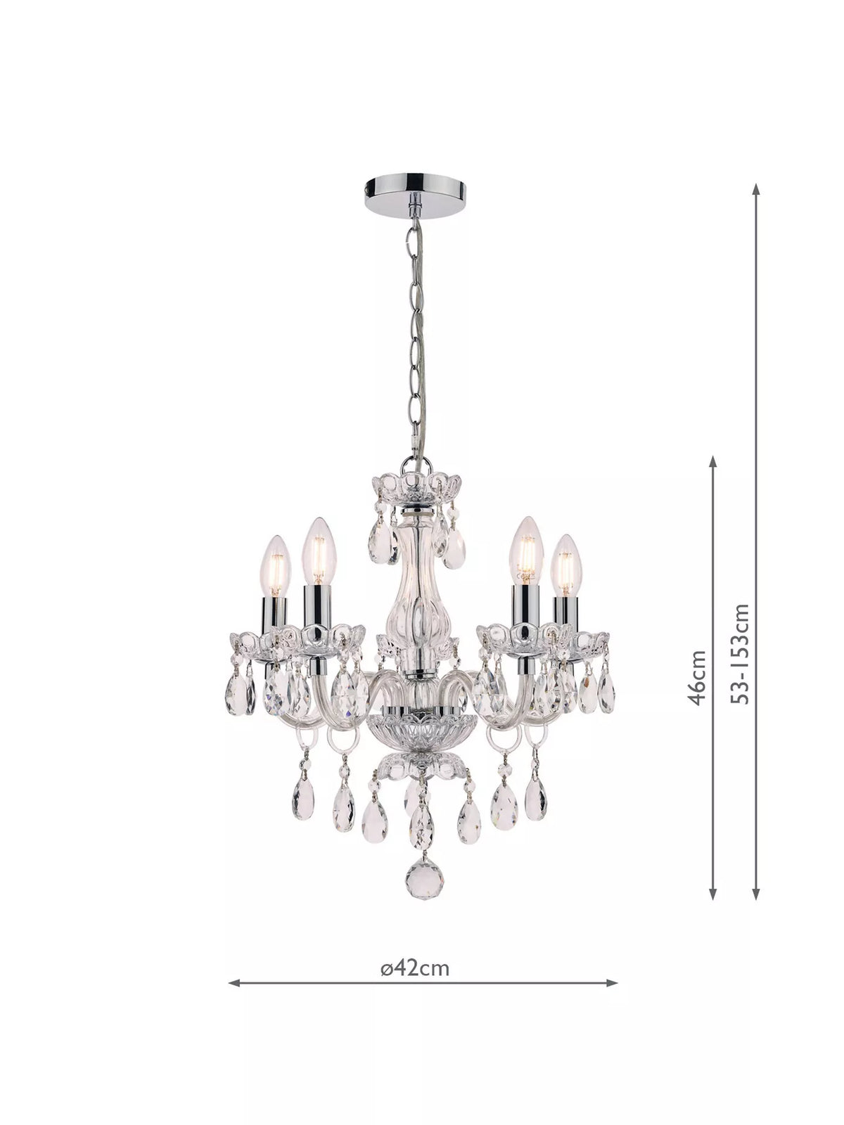 Laura Ashley Harriet Crystal 5 Arm Chandelier Ceiling Light, Clear