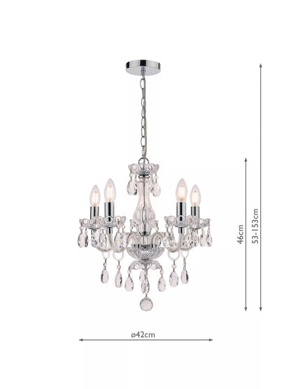 Laura Ashley Harriet Crystal 5 Arm Chandelier Ceiling Light, Clear