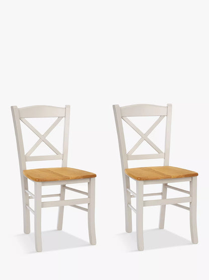 John Lewis Clayton Beech Wood Dining Chairs, Set of 2, Cream