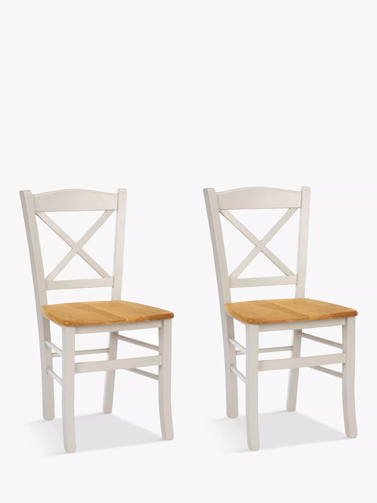 John Lewis Clayton Beech Wood Dining Chairs, Set of 2, Cream