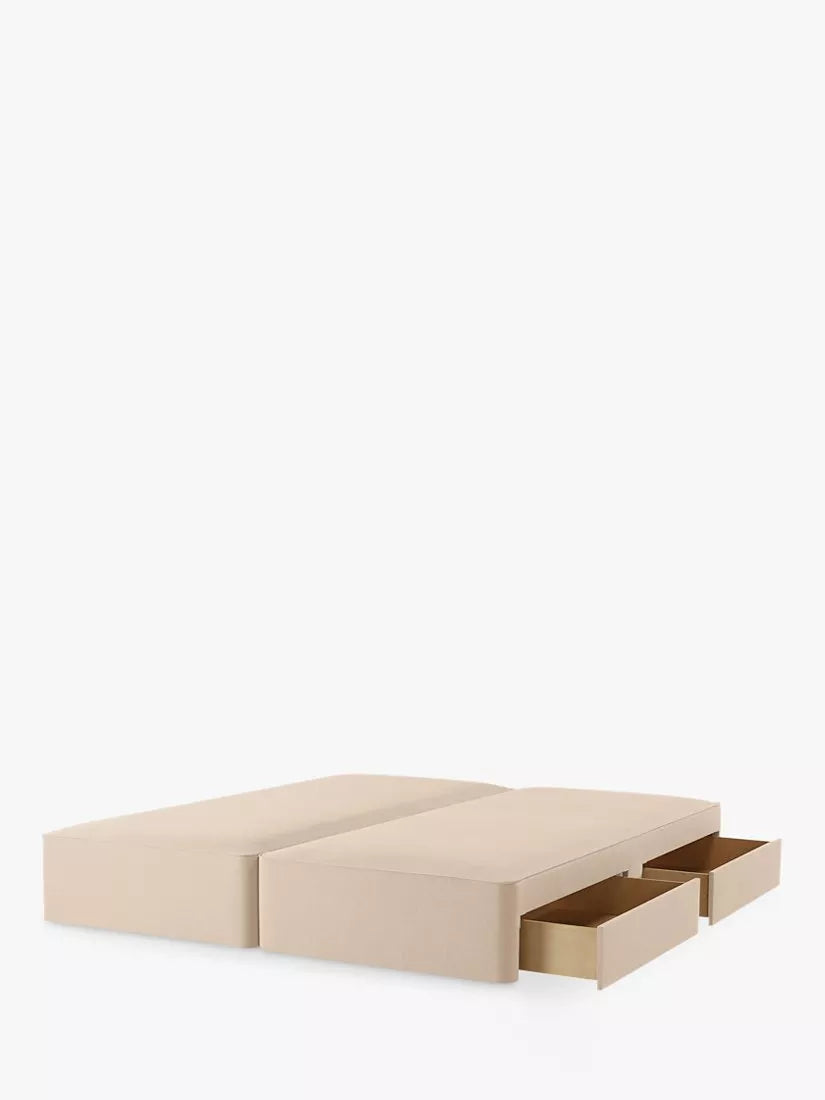 John Lewis Pocket Sprung Upholstered 4 Drawer Divan Base, Super King Size, Cotton Effect Beige