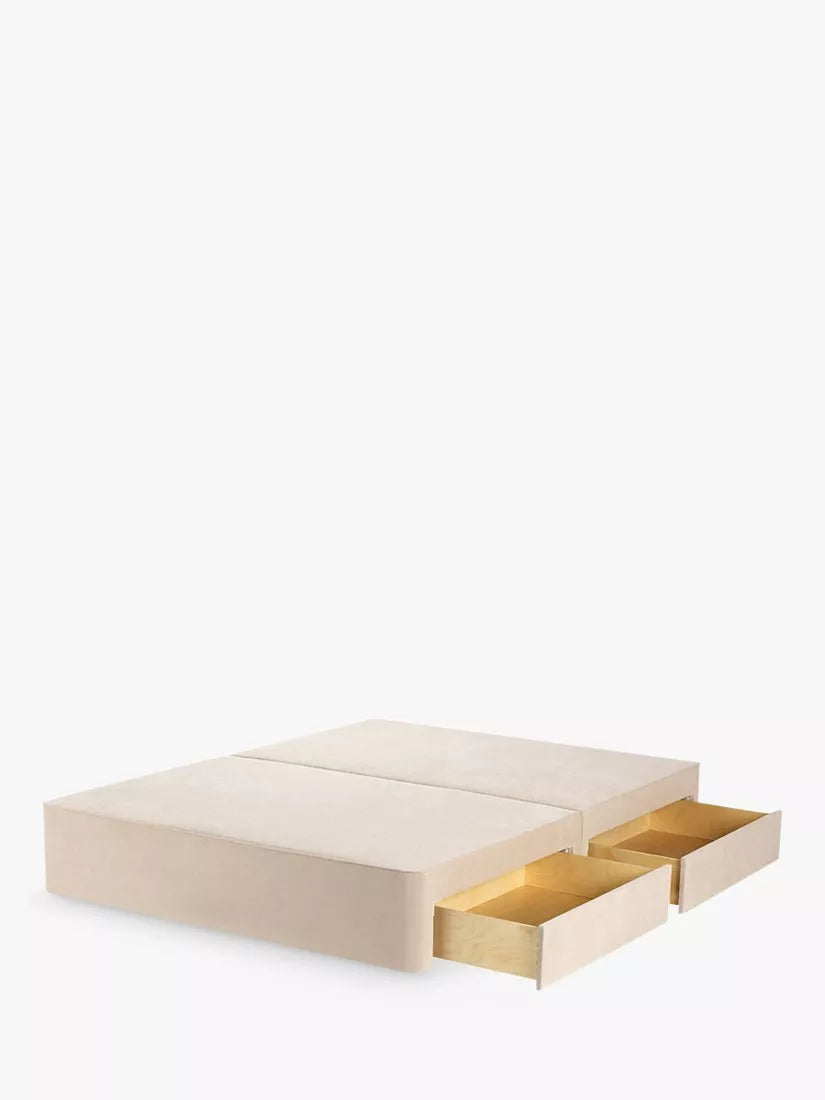 John Lewis Pocket Sprung Upholstered 4 Drawer Divan Base, King Size, Cotton Effect Beige