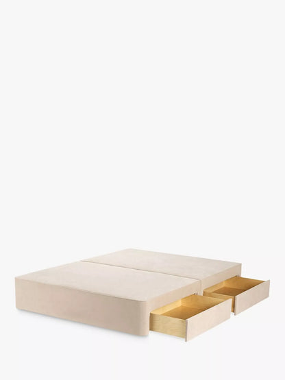 John Lewis Pocket Sprung 2 Drawer Storage Divan Base, Double, Cotton Effect topaz9