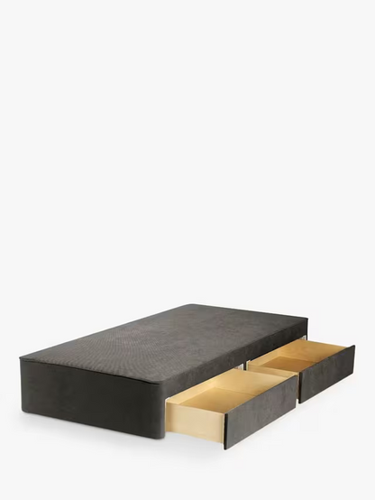 John Lewis Pocket Sprung 2 Drawer Divan Base, Single, Soft Touch Chenille Charcoal