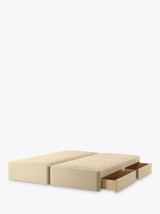 John Lewis Pocket Sprung 4 Drawer Zip Link Divan Base Super King Size Relaxed Linen Putty