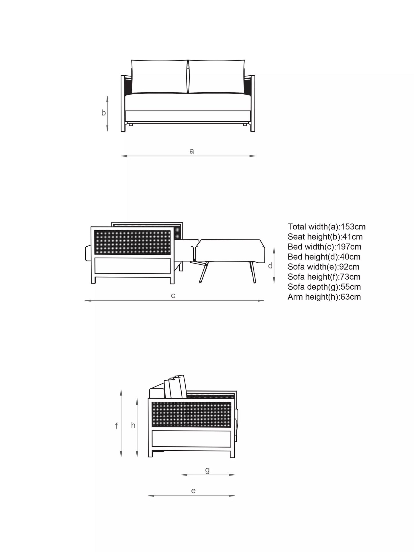 Innovation Living Cane Sofa Bed, Mixed Dance Natural 527
