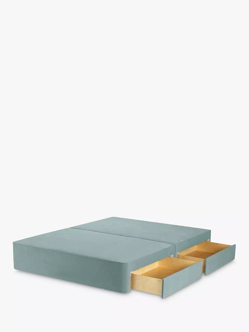 John Lewis Pocket Sprung 4 Drawer Divan Base, Double, Soft Touch Chenille Duck Egg