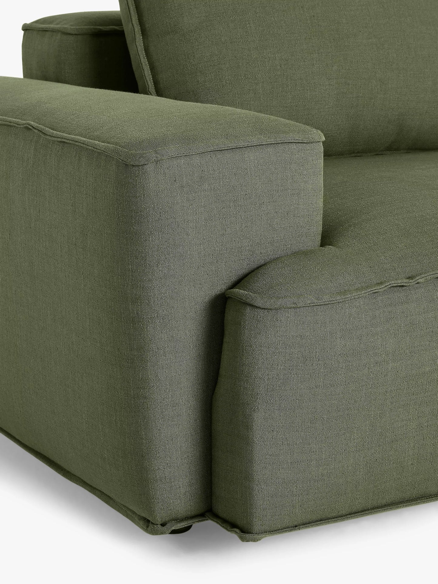 John Lewis Border Grand 4 Seater Sofa, Dark Leg, Relaxed Linen Olive
