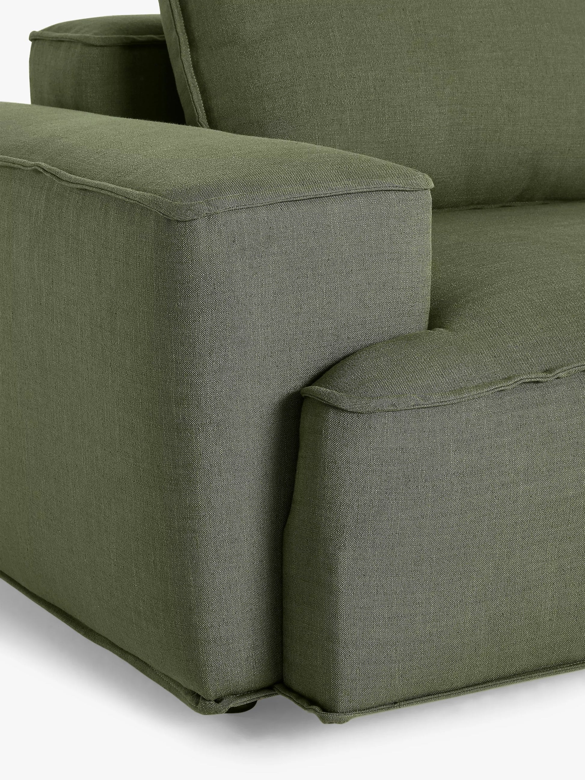 John Lewis Border Grand 4 Seater Sofa, Dark Leg, Relaxed Linen Olive