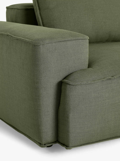 John Lewis Border Grand 4 Seater Sofa, Dark Leg, Relaxed Linen Olive