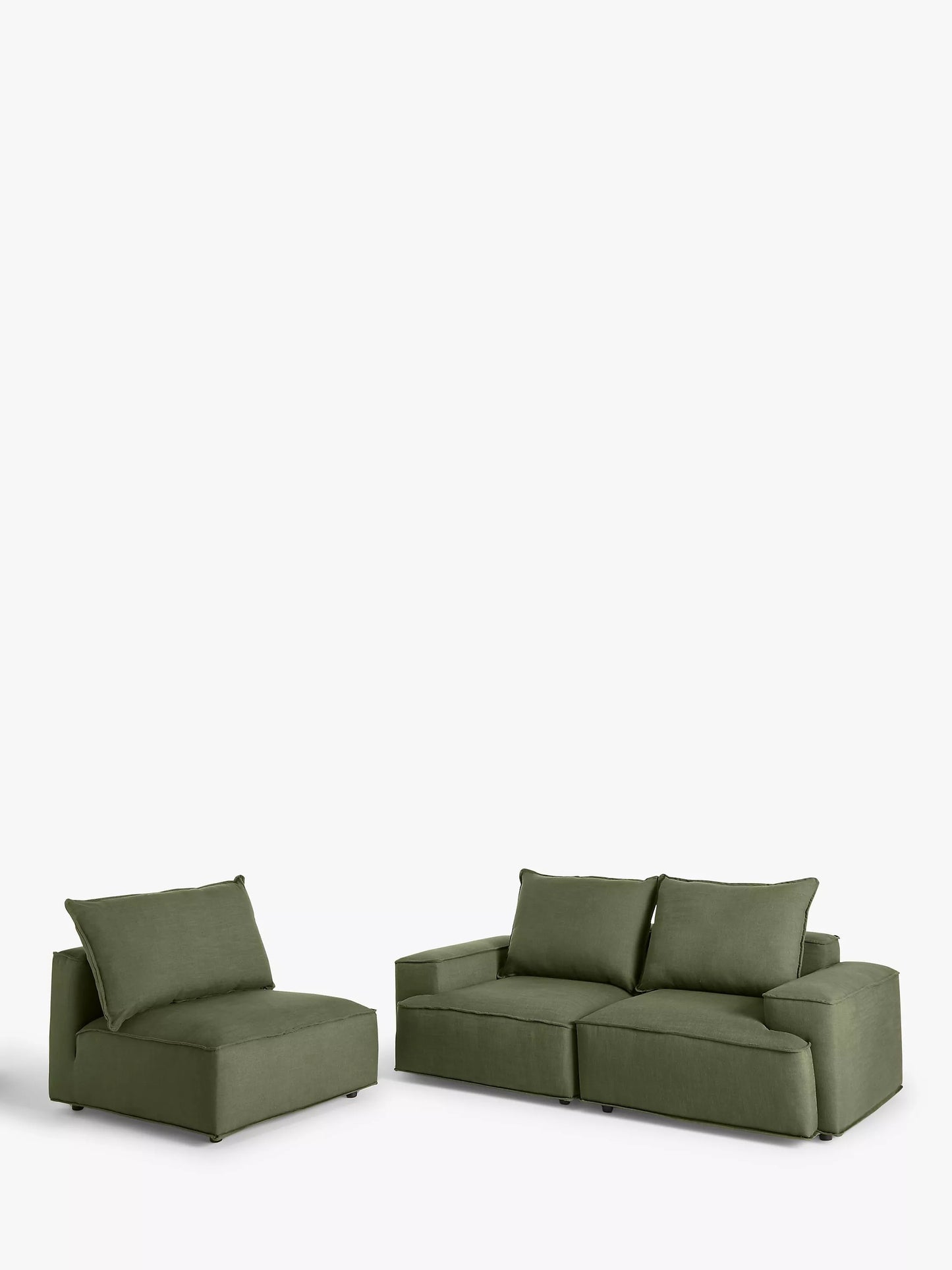 John Lewis Border Grand 4 Seater Sofa, Dark Leg, Relaxed Linen Olive