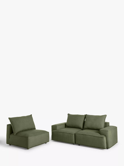 John Lewis Border Grand 4 Seater Sofa, Dark Leg, Relaxed Linen Olive