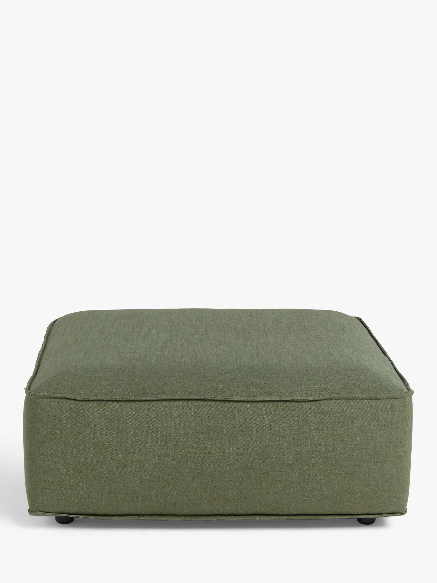 John Lewis Border Footstool, Dark Leg, Relaxed Linen Olive