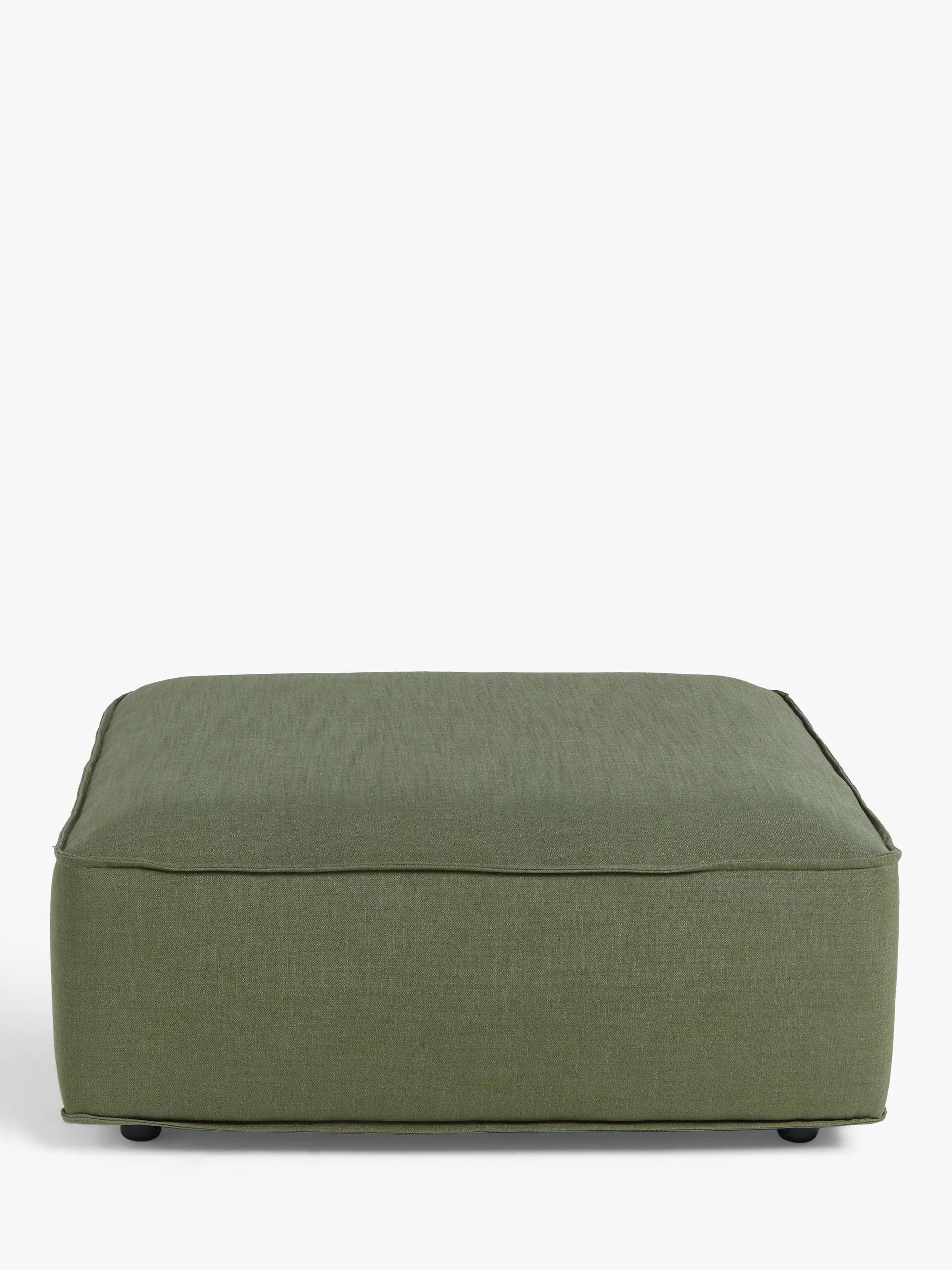 John Lewis Border Footstool, Dark Leg, Relaxed Linen Olive