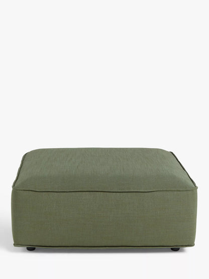 John Lewis Border Footstool, Dark Leg, Relaxed Linen Olive