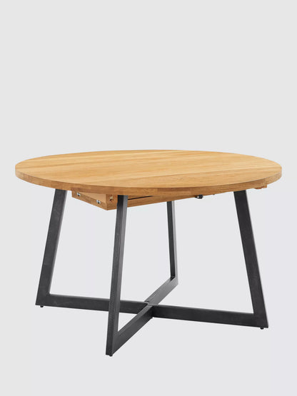 John Lewis Calia 4-6 Seater Round Extending Dining Table, Solid Oak