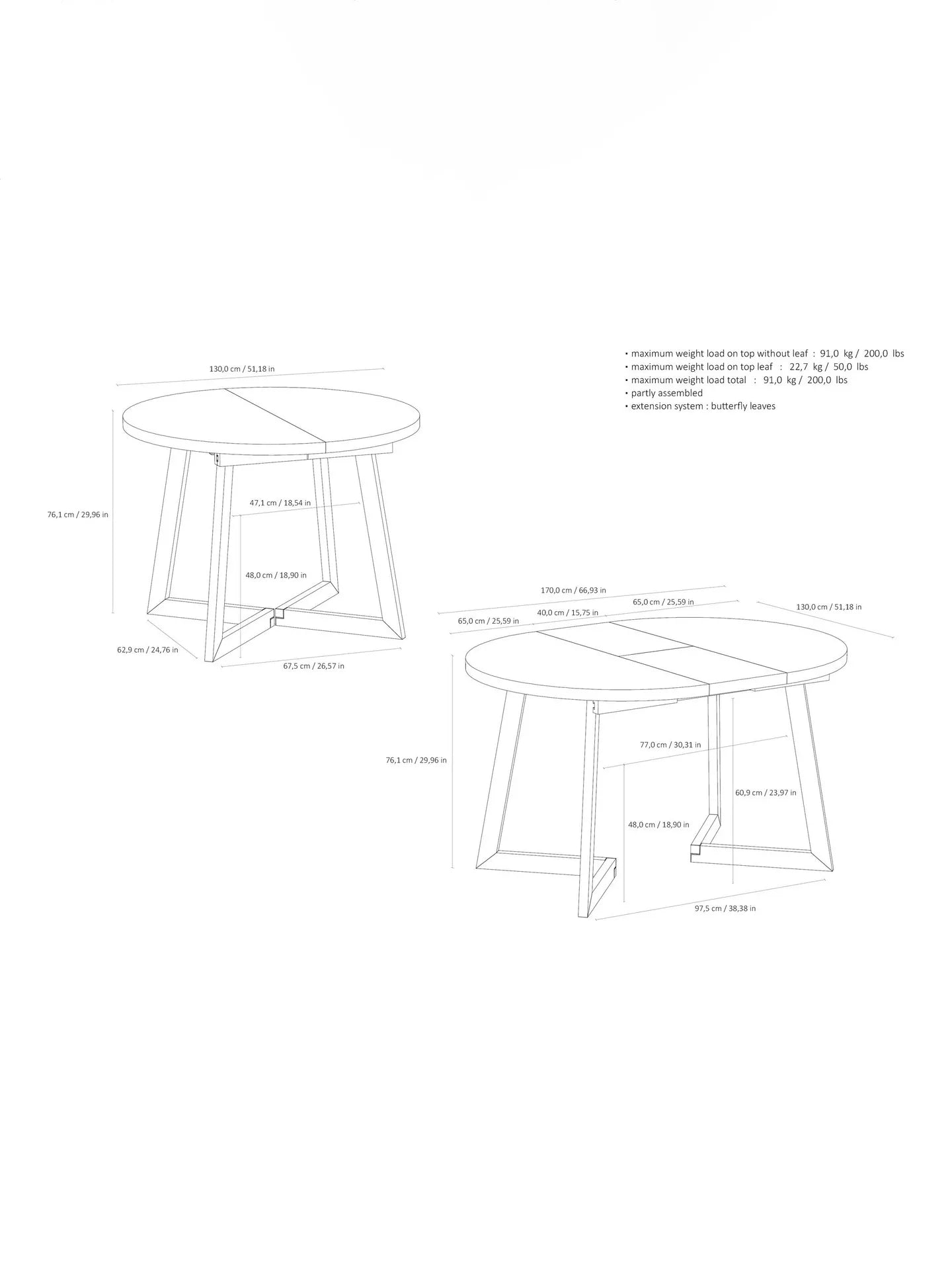 John Lewis Calia 4-6 Seater Round Extending Dining Table, Solid Oak