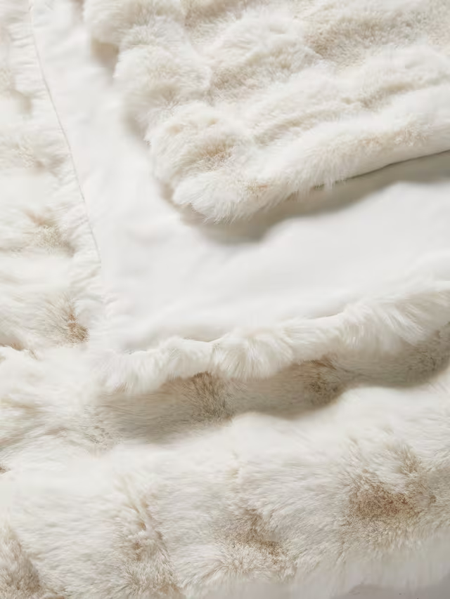 John Lewis Wave Fur Throw, Natural