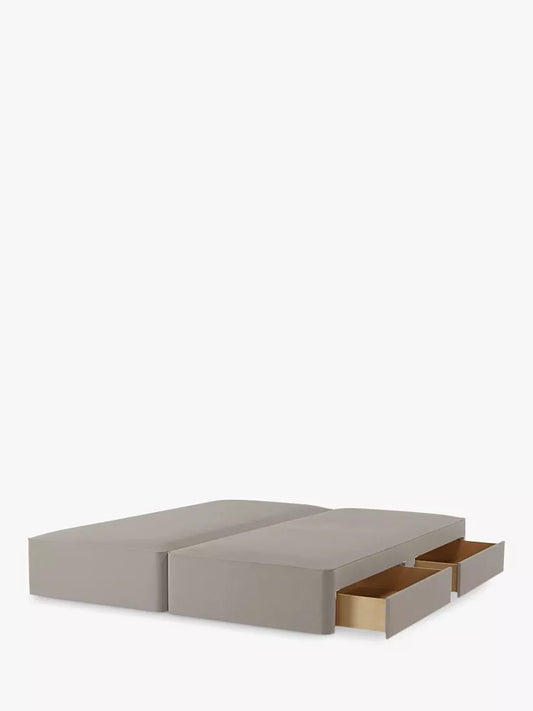 John Lewis Pocket Sprung 4 Drawer Zip Link Divan Base, King Size, Deep Velvet Steel