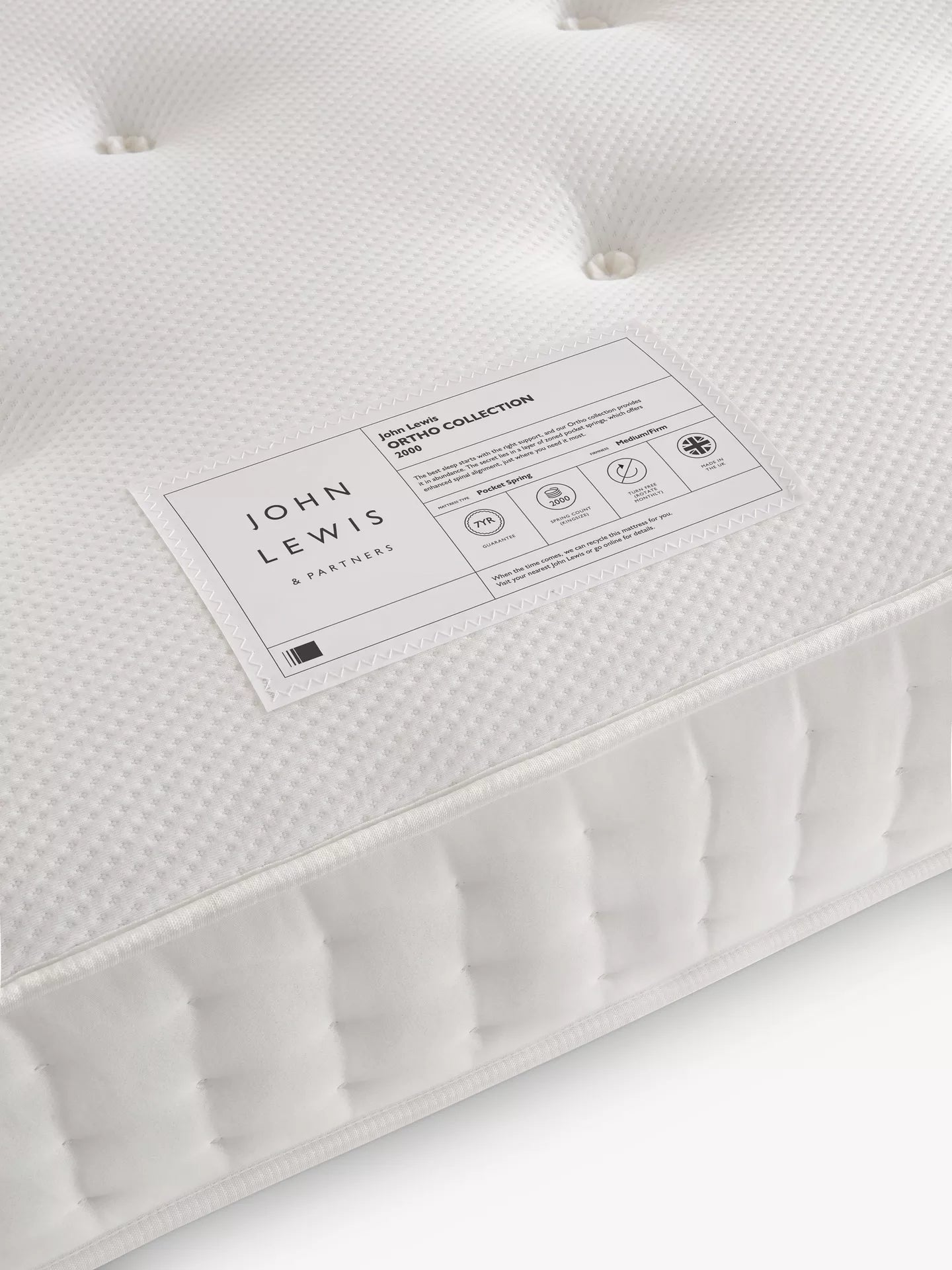 John Lewis Ortho Support 2000 Pocket Spring Mattress  Super King size