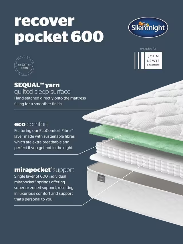 Silentnight Recover Mirapocket 600 Spring Mattress, Medium/Soft Tension, Super King Size