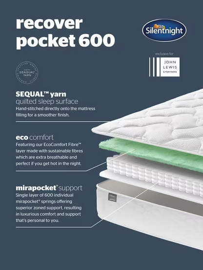 Silentnight Recover Mirapocket 600 Spring Mattress, Medium/Soft Tension, Super King Size